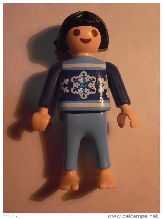 1 FIGURINE FIGURE DOLL PUPPET DUMMY TOY IMAGE POUPÉE - GIRL SWEAT BAREFOOT PLAYMOBIL GEOBRA - Playmobil