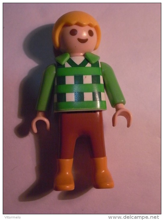 1 FIGURINE FIGURE DOLL PUPPET DUMMY TOY IMAGE POUPÉE - MAN FUNNY SHIRT PLAYMOBIL GEOBRA 1992 - Playmobil