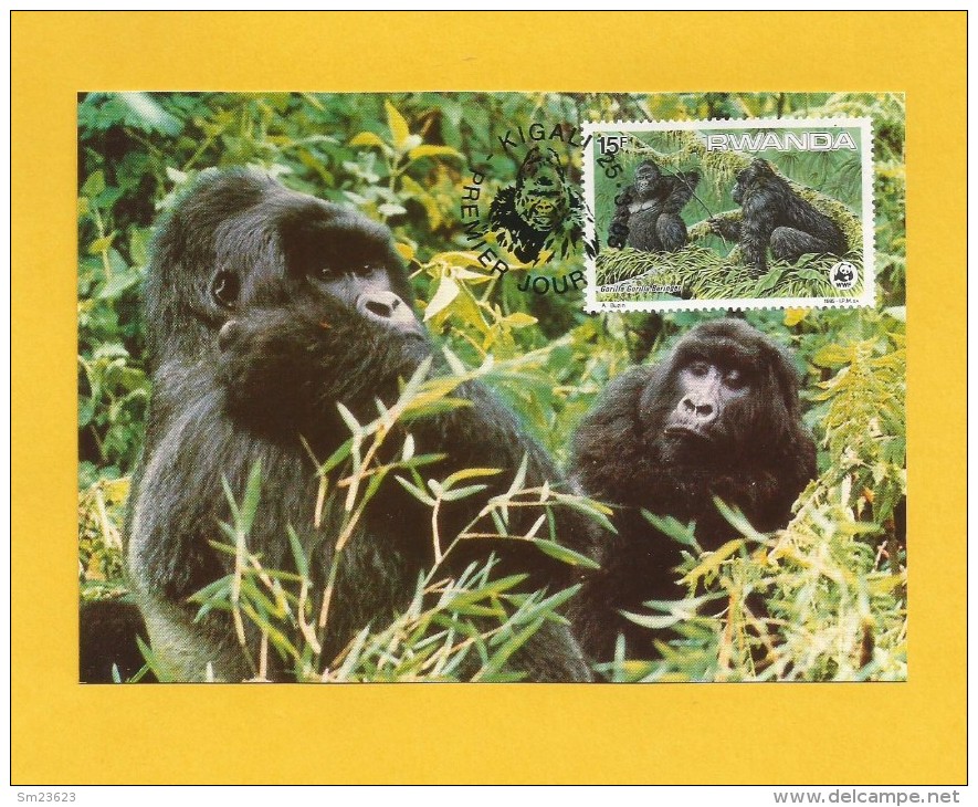 Ruanda  1985 ,  Maxmum Card - Mountain Gorilla - WWF - First Day 25.3.1985 - Autres & Non Classés