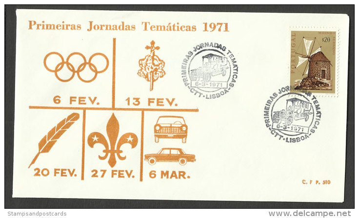 Portugal Cachet Commémoratif  Expo Philatelique Lisbonne Voiture Ancienne 1971 Event Pmk Old Car Stamp Expo Lisbon 1971 - Flammes & Oblitérations