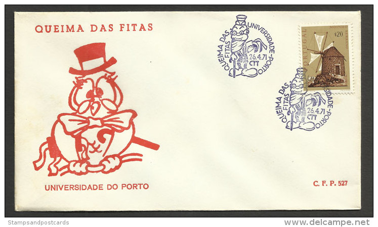 Portugal Cachet Commémoratif  Queima Das Fitas Université Du Porto 1971 Event Postmark Oporto University - Postal Logo & Postmarks