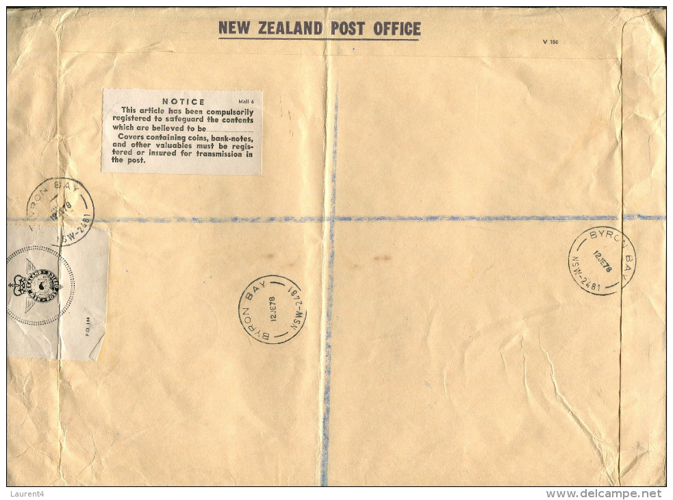 (Special 1) New Zealand Registered Cover - 1978 - Posted From New Zealand To Byron Bay (NSW) - Errors, Freaks & Oddities (EFO)