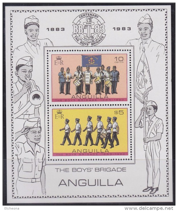 = Anguilla 1983 Bloc Neuf N°51 De 2 Timbres Centenaire Boys Brigade - Fanfare Et Marche Avec Tambour - Anguilla (1968-...)