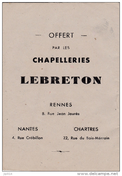 LIVRET CONTE PUBLICITAIRE OFFERT PAR LES CHAPELLERIES LEBRETON RENNES NANTES CHARTRES - Publicités