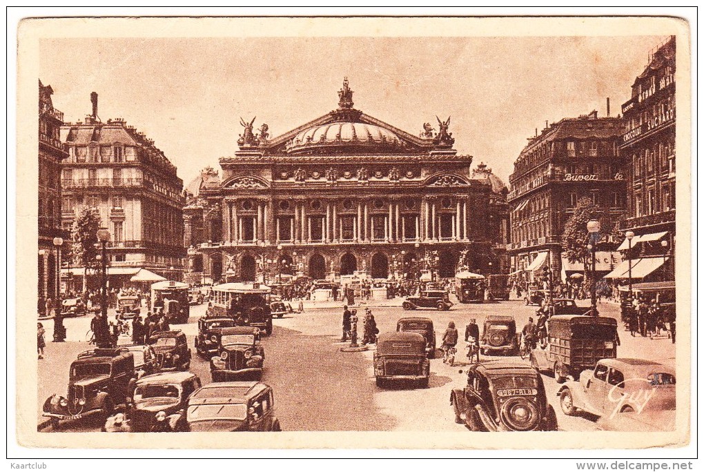 Paris: PEUGEOT 301D & 402, CITROËN TRACTION AVANT - VOITURES ANCIENNE - La Place Et Théatre De L'Opera - France - Toerisme