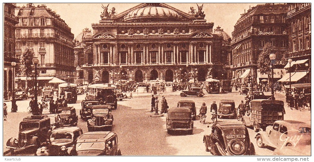 Paris: PEUGEOT 301D & 402, CITROËN TRACTION AVANT - VOITURES ANCIENNE - La Place Et Théatre De L'Opera - France - Toerisme