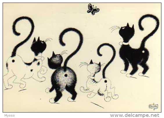 DUBOUT Extrait De L´album Les Chats, Papillon - Dubout