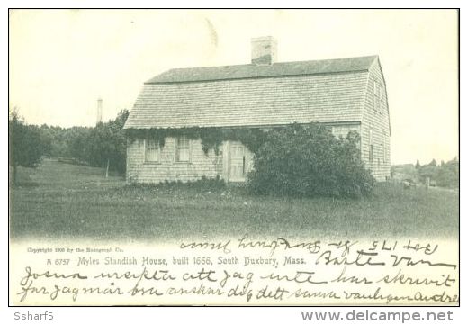 AD CARD 1905 ASBURBANK Tall Ship Plymouth On MYLES STANDISH HOUSE South DUXBURY - Autres & Non Classés