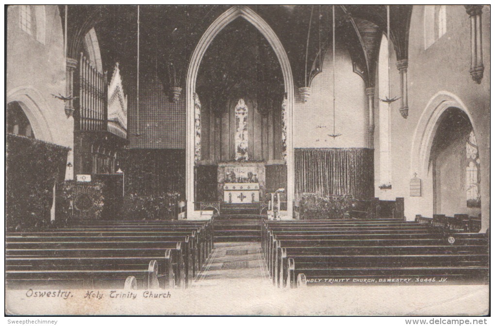 OSWESTRY Holy Trinity CHURCH PRINTED POSTED POSTCARD 1905 - Shropshire