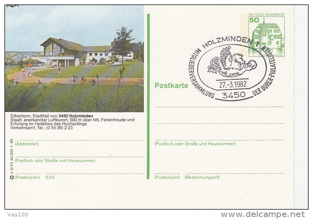 HOLZMINDEN CHILDRENS CAMP, CASTLE, PC STATIONERY, ENTIER POSTAUX, 1982, GERMANY - Cartes Postales Illustrées - Oblitérées