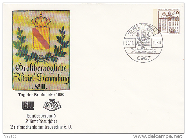 STAMP'S DAY, COAT OF ARMS, CASTLE, COVER STATIONERY, ENTIER POSTAUX, 1980, GERMANY - Covers - Used