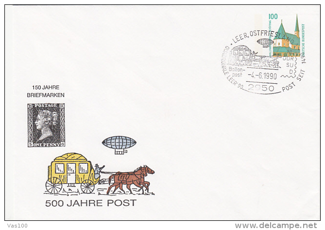 POST CHASE, POSTAL SERVICE ANNIVERSARY, ALTOTTING PILGRIMAGE CHAPEL, COVER STATIONERY, ENTIER POSTAUX, 1990, GERMANY - Sobres - Usados