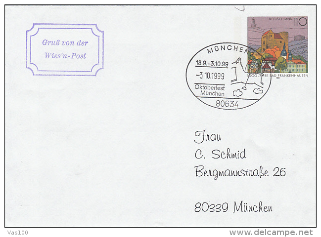 BAD FRANKENHAUSEN TOWN, COVER STATIONERY, ENTIER POSTAUX, 1999, GERMANY - Sobres - Usados