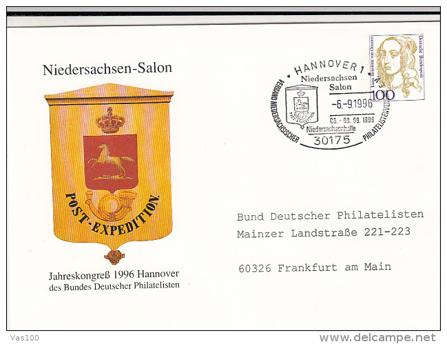 MAILBOX, LOWER SAXONY PHILATELIST'S CLUB, LUISE HENRIETTE VON ORANIEN, COVER STATIONERY, ENTIER POSTAUX, 1996, GERMANY - Sobres - Usados