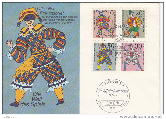 PUPPETS, CLOWNS, ARLEQUINS, SPECIAL COVER, 1970, GERMANY - Marionnetten