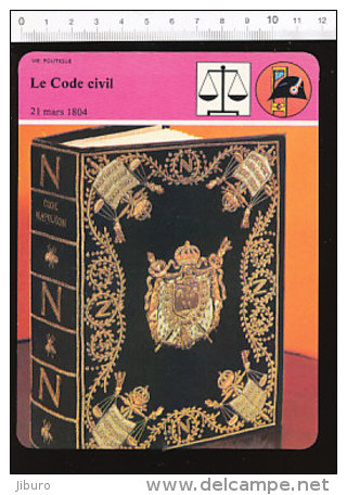 Fiche Illustrée Le Code Civil / Code Napoléon Exemplaire Original En Photo / 01-FICH-Histoire De France - Histoire