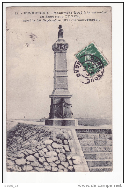 12-DUNKERQUE-Monument élevé à La Mémoire Du Sauveteur TIVIER, Mort Le 30 Septembre 1871 - Dunkerque