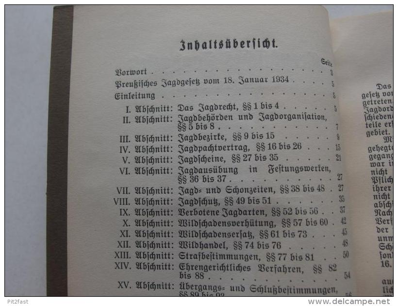 Preußisches Jagdgesetz Vom 18. Januar 1934 , Jagdschutzverein , Jagd , Jäger , Preußen !!! - Ostpreussen