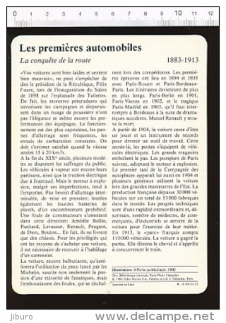 Fiche Les Premières Automobiles / Illustration Affiche Publicitaire Morisse De 1900 / Auto /  01-FICH-Histoire De France - Auto's