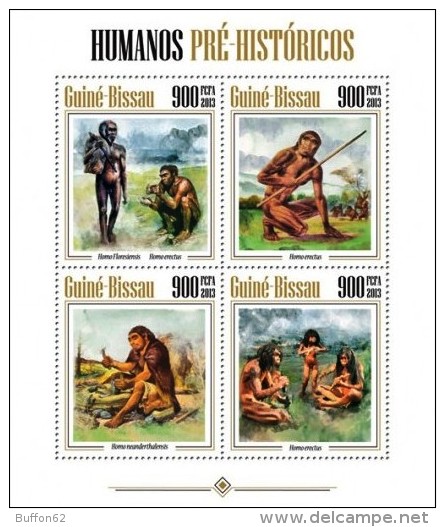 Guinée Bissau Guinea (2013) - Hommes Préhistoriques Prehistoric Men : Homo Floresiensis, H. Erectus, H Neanderthalensis. - Prehistoria