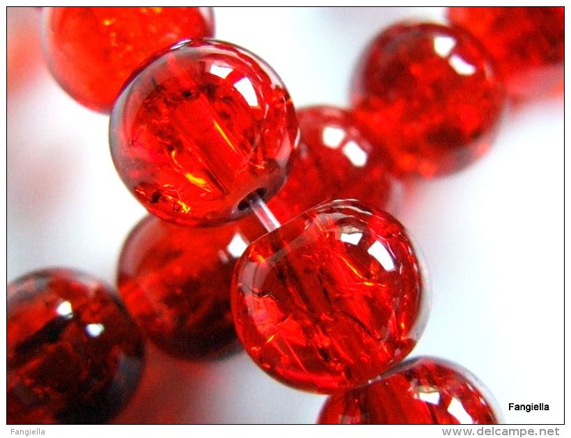 Lot De 50 Perles De 8mm En Verre Craquelé Orange Vif  De Superbes Perles En Verre Orange! De Quoi Vous Réaliser Un Magni - Perle