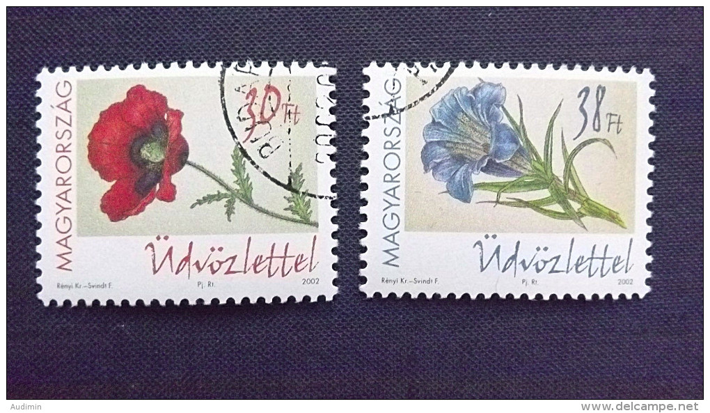 Ungarn 4734/5 Oo/ESST, Mohnblume (Papaver Rhoeas), Blauer Enzian (Gentiana Acaulis) - Usado