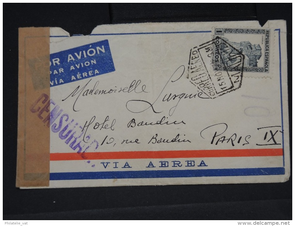 ESPAGNE- LETTRE DE MADRID PAR AVION POUR LA FRANCE  AVEC CENSURE 1936- A VOIR - LOT P2692 - Republicans Censor Marks