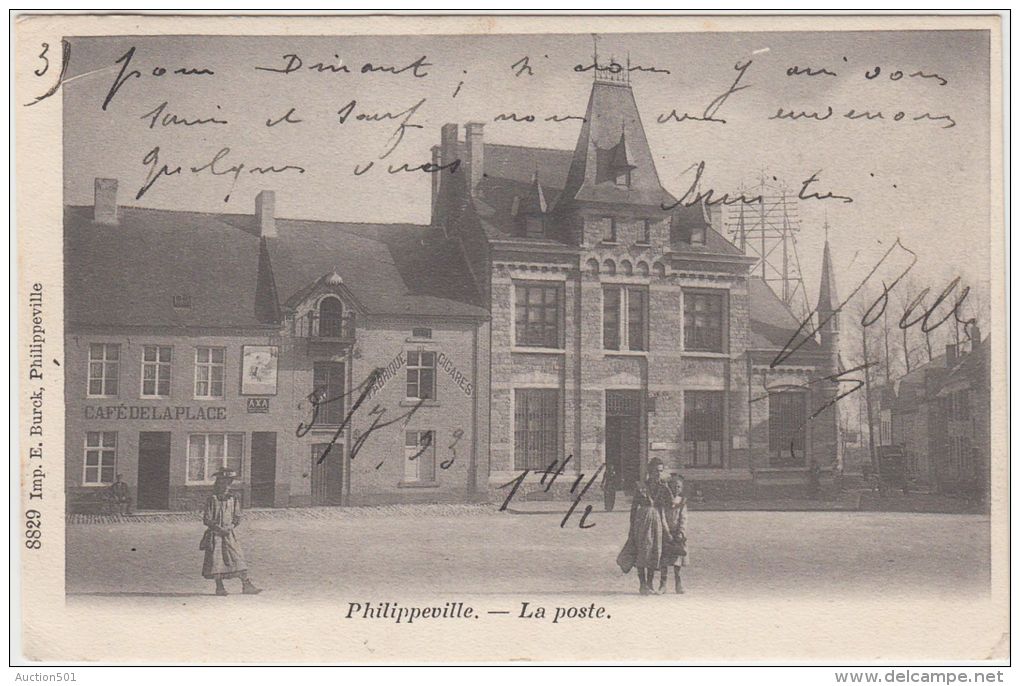 24741g  POSTE - CAFE De LA PLACE - FABRIQUE De CIGARES - Philippeville - 1903 - Philippeville