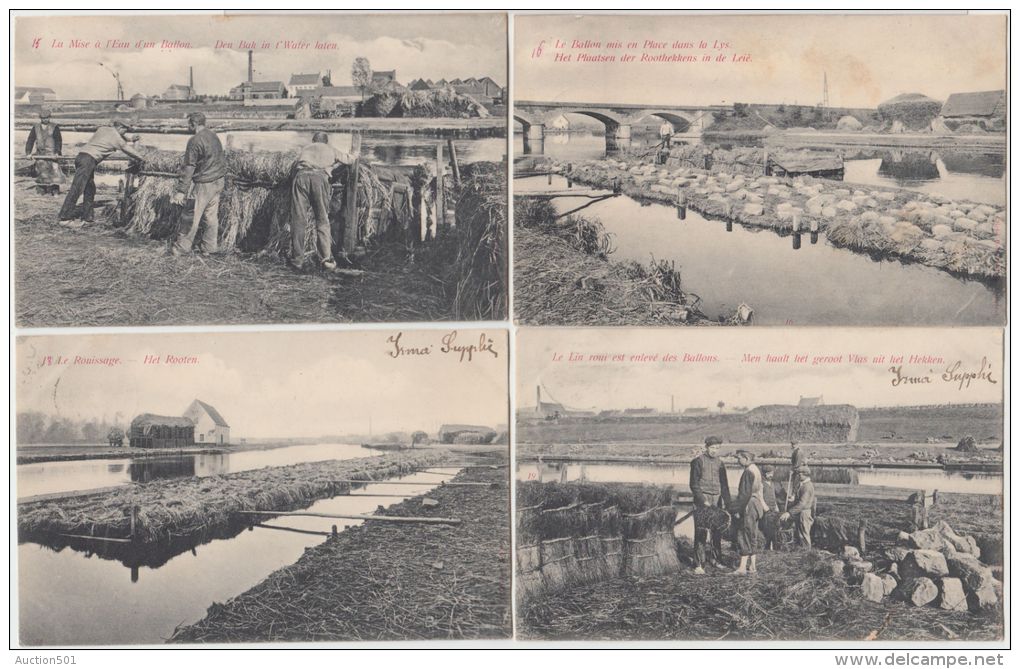 24774g Belgique CULTURE Du LIN - HERSAGE - PASSAGE Du ROULEAU - SARELAGE - ARRACHAGE..... 20 Cartes - Culture