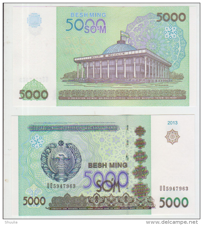 Uzbekistan 5000 Sum 2013 Pick 83 UNC - Uzbekistán