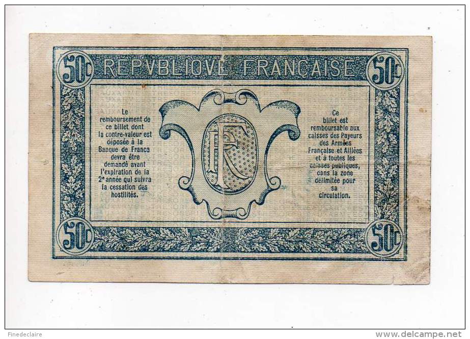 Trésorerie Aux Armées - 50 Cts - N° 0056728 - Série A - Filigrane Abeilles - 1917-1919 Trésorerie Aux Armées