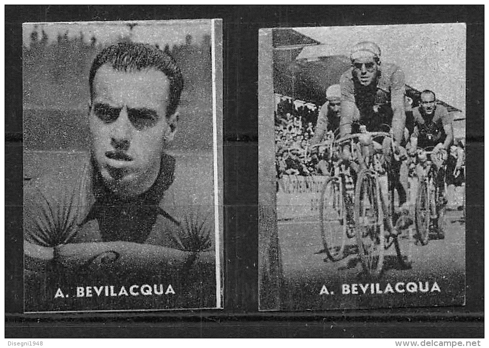 03153 "CICLISMO - A. BEVILACQUA - COPPIA DI FIGURINE NANNINA, 1952" FIGURINE ORIGINALI CARTONATE - Cyclisme