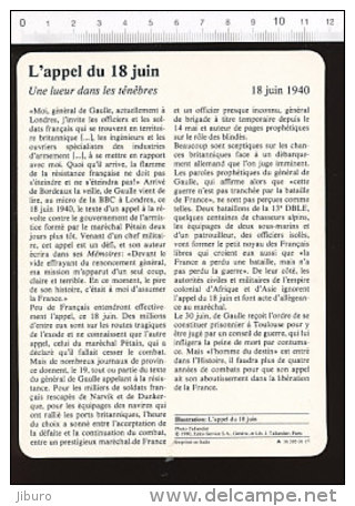 Fiche L'appel Du 18 Juin Du Général De Gaulle  / 01-FICH-Histoire De France - Histoire