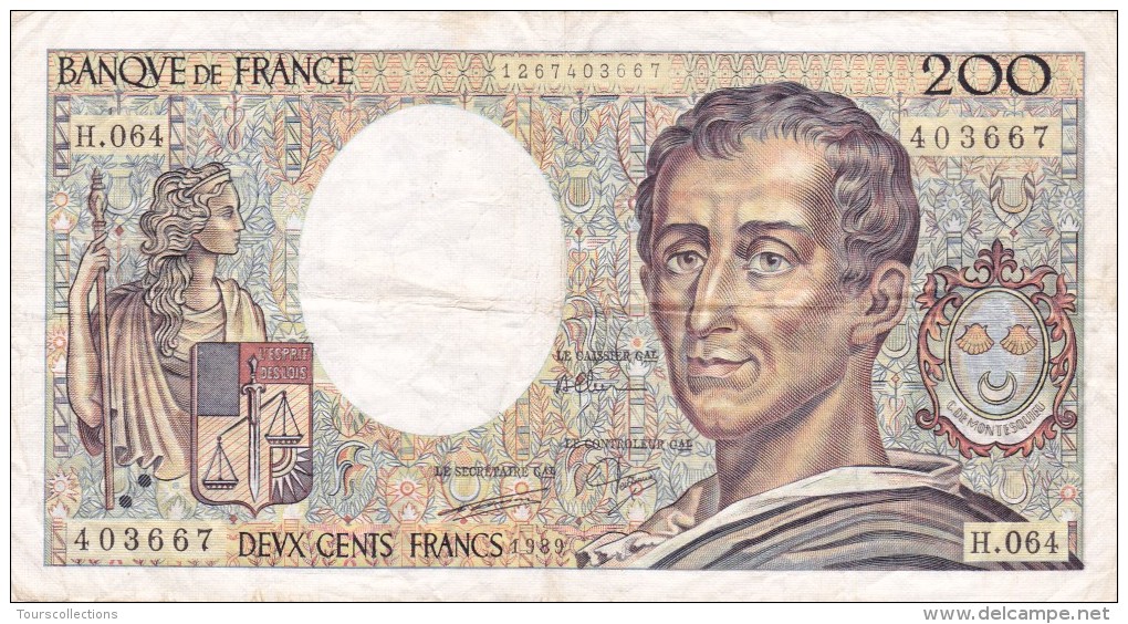 200 FRANCS MONTESQUIEU 1989 @ H 064 @ Voir Les 2 Scans - N° Fayette 70 - 200 F 1981-1994 ''Montesquieu''