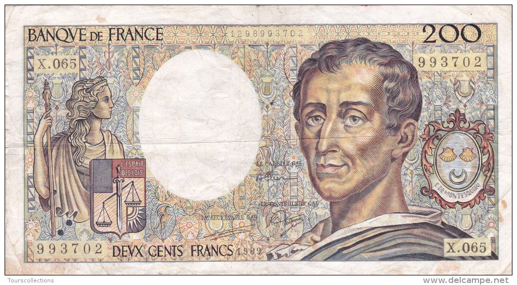 200 FRANCS MONTESQUIEU 1989 @ X 065 @ Voir Les 2 Scans - N° Fayette 70 - 200 F 1981-1994 ''Montesquieu''