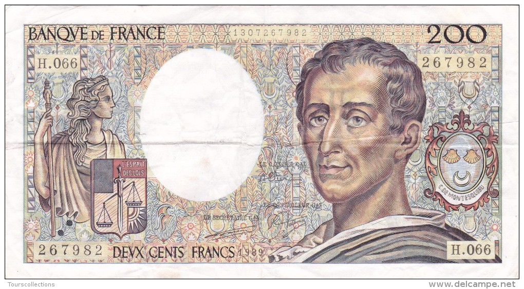 200 FRANCS MONTESQUIEU 1989 @ H 066 @ Voir Les 2 Scans - N° Fayette 70 - 200 F 1981-1994 ''Montesquieu''