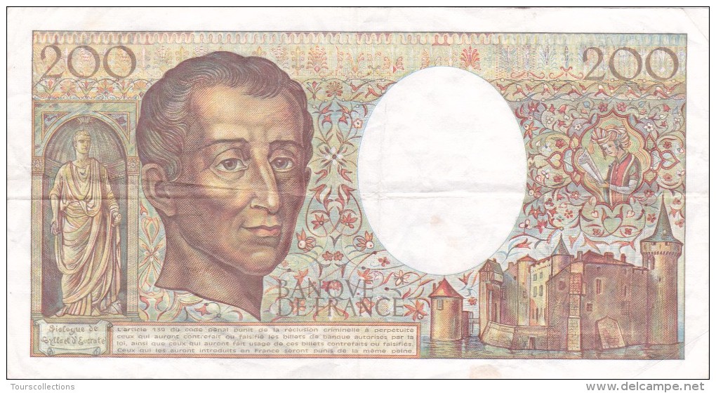 200 FRANCS MONTESQUIEU 1989 @ H 066 @ Voir Les 2 Scans - N° Fayette 70 - 200 F 1981-1994 ''Montesquieu''