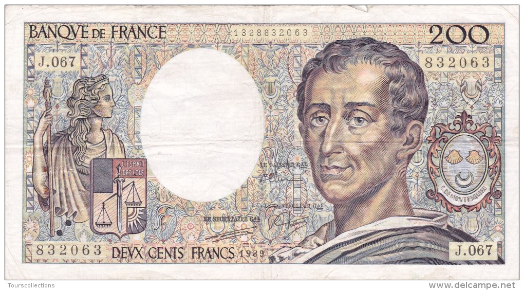 200 FRANCS MONTESQUIEU 1989 @ J 067 @ Voir Les 2 Scans - N° Fayette 70 - 200 F 1981-1994 ''Montesquieu''