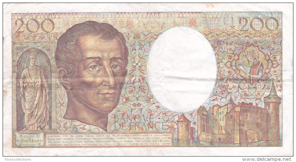 200 FRANCS MONTESQUIEU 1989 @ J 071 @ Voir Les 2 Scans - N° Fayette 70 - 200 F 1981-1994 ''Montesquieu''