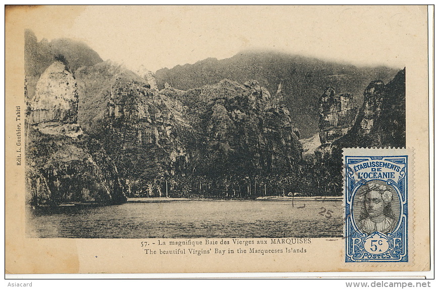 57 La Magnifique Baie Des Vierges Aux Marquises Coll. Gauthier Timbrée Non Voyagé - Tahiti