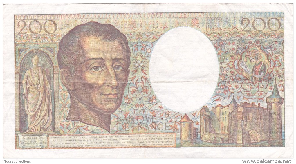 200 FRANCS MONTESQUIEU 1989 @ X 074 @ Voir Les 2 Scans - N° Fayette 70 - 200 F 1981-1994 ''Montesquieu''