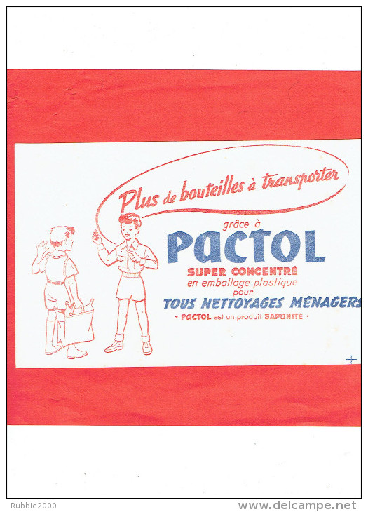 BUVARD PACTOL POUR NETTOYAGE MENAGER PRODUIT SAPONITE PLUS DE BOUTEILLE A TRANSPORTER - P