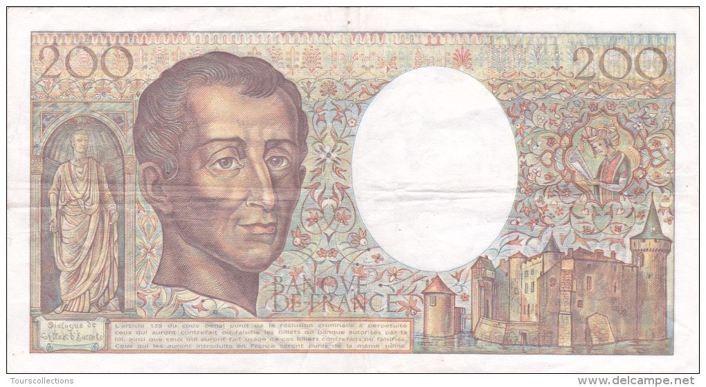 200 FRANCS MONTESQUIEU 1989 @ A 076 @ Voir Les 2 Scans - N° Fayette 70 - 200 F 1981-1994 ''Montesquieu''