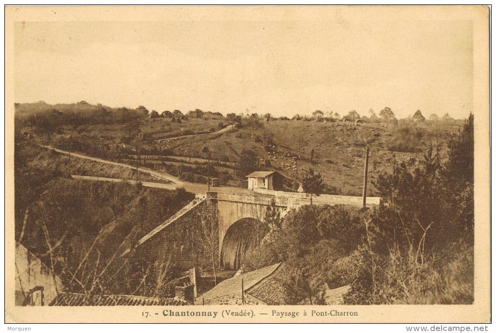 12083. Postal CHANTONNAY (Vendée) 1938. Pont De Charron - Cartas & Documentos
