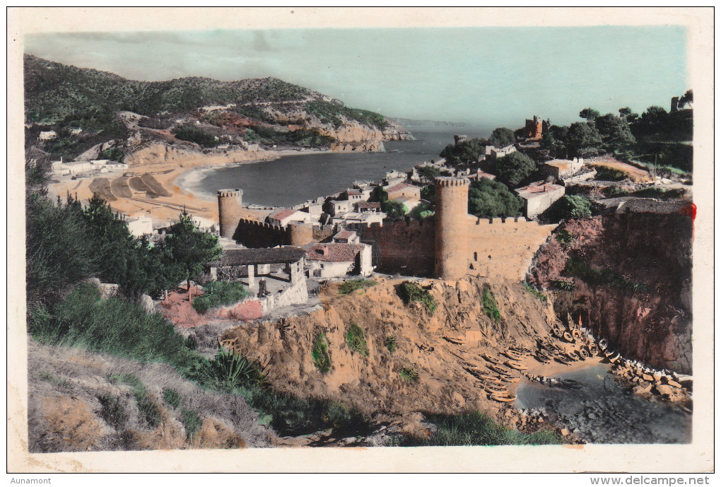 España-Gerona--1958--Tossa De Mar--Castillo Y Murallas Y Cala Codolar--Coloreada--a, Toulouse, Francia - Castillos