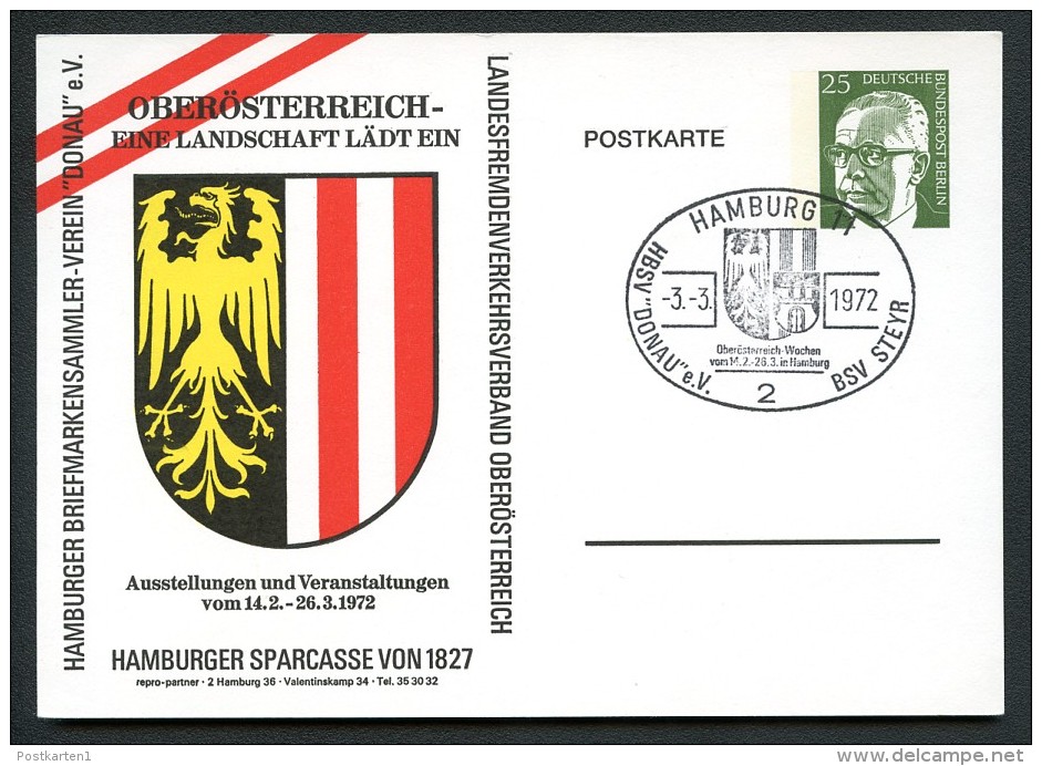 BERLIN PP47 C2/001 Privat-Postkarte WAPPEN OBERÖSTERREICH Sost. 1972 - Cartes Postales Privées - Oblitérées