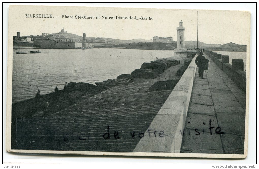 - MARSEILLE - Phare Ste-Marie Et Notre De La Garde, Jetée, Animation, Peu Courante, Non écrite, TBE, Scans. - Notre-Dame De La Garde, Funicular Y Virgen