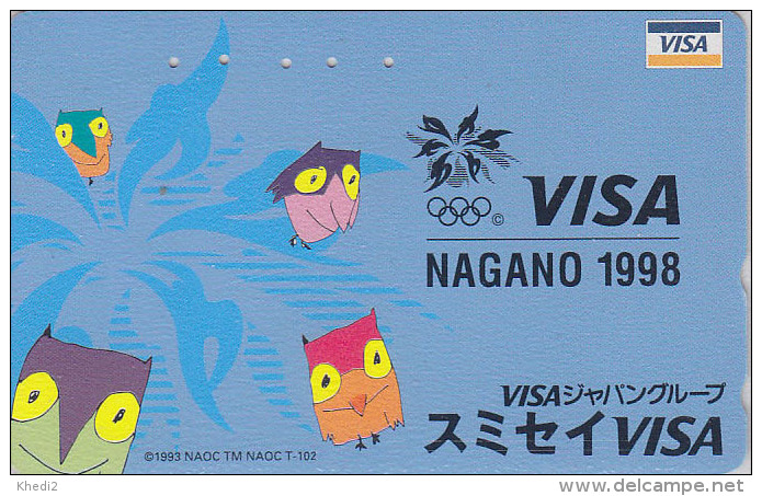 TC JAPON / 110-016 - Animal Oiseau  HIBOU Jeux Olympiques NAGANO / VISA - OWL Bird OLYMPIC GAMES JAPAN Phonecard - EULE - Olympic Games