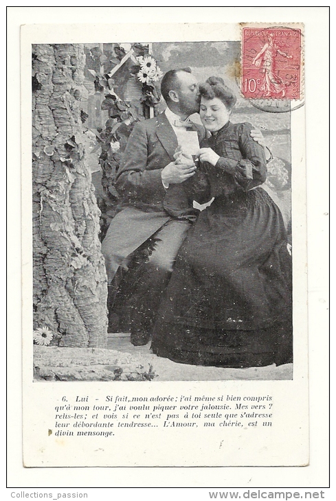 Cp, Couple, 6 - Lui - Si Fait Mon Adorée...., Voyagée 1906 - Paare