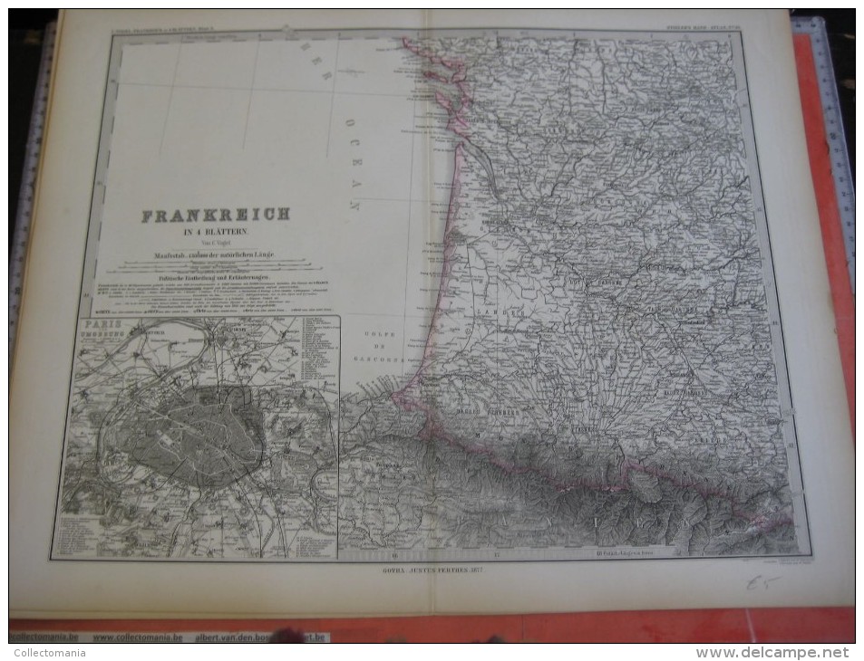 1877 JUSTUS PERTHES - 20 maps EUROPE ITALY IRELAND GERMANY FRANCE SCHWEIZ - Adolf STIELER Gotha approx. 48X38cm